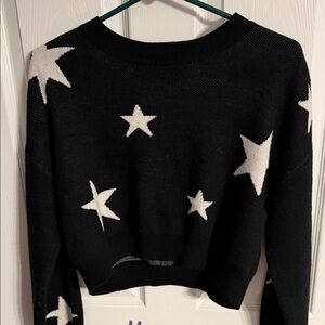 Zaful Black Sweater with White Stars